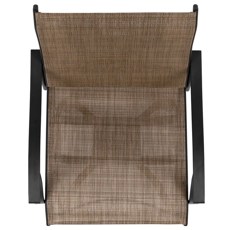 Set of 2 Brett High Back Bar Height Swivel Patio Stools with Powder Coated Metal Frames and Textilene Upholstery