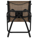 Set of 2 Brett High Back Bar Height Swivel Patio Stools with Powder Coated Metal Frames and Textilene Upholstery