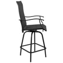 Set of 2 Brett High Back Bar Height Swivel Patio Stools with Powder Coated Metal Frames and Textilene Upholstery