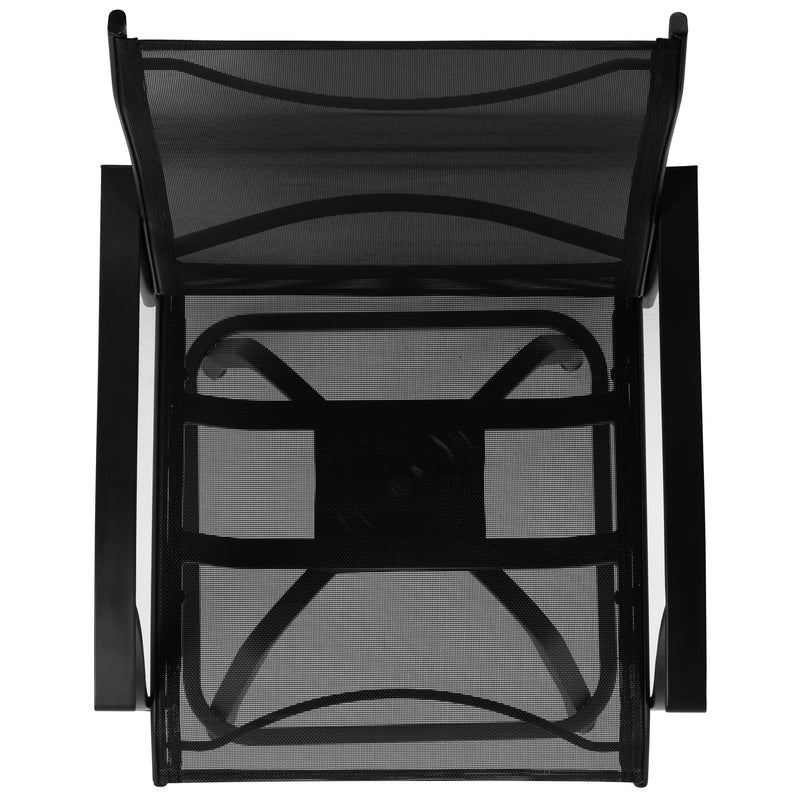 Set of 2 Brett High Back Bar Height Swivel Patio Stools with Powder Coated Metal Frames and Textilene Upholstery