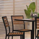 Kersey Outdoor Stackable Side Chair Faux Poly Teak Wood and Metal Patio and Deck Chair for All-Weather Use