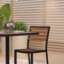 Kersey Outdoor Stackable Side Chair Faux Poly Teak Wood and Metal Patio and Deck Chair for All-Weather Use