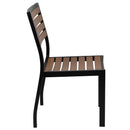 Kersey Outdoor Stackable Side Chair Faux Poly Teak Wood and Metal Patio and Deck Chair for All-Weather Use