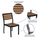 Kersey Outdoor Stackable Side Chair Faux Poly Teak Wood and Metal Patio and Deck Chair for All-Weather Use
