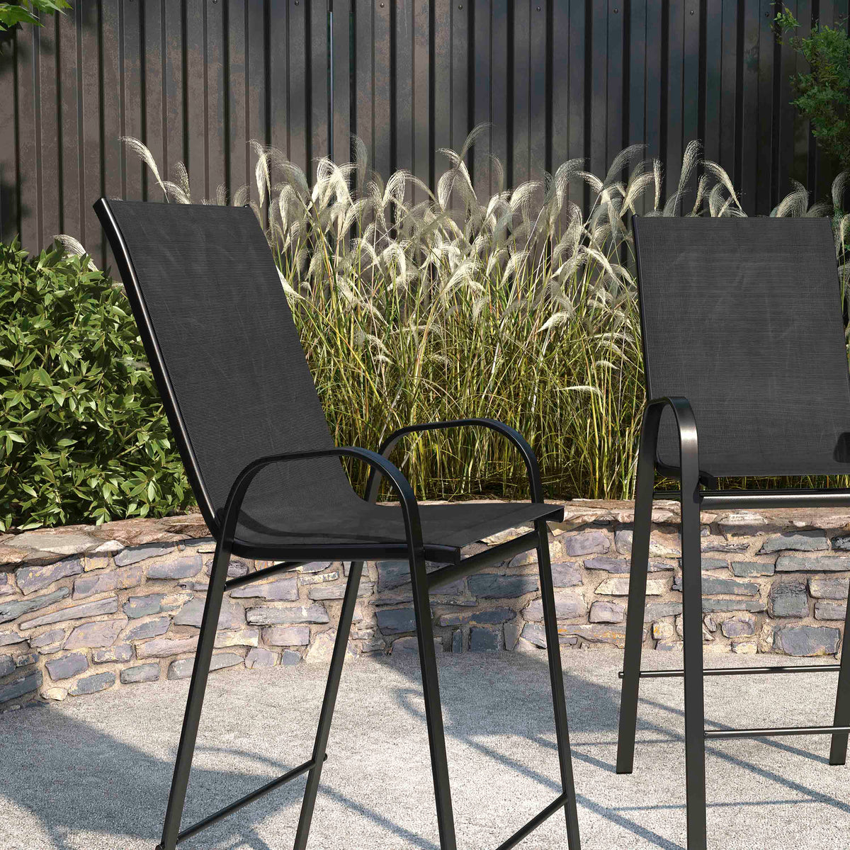 black steel garden chairs