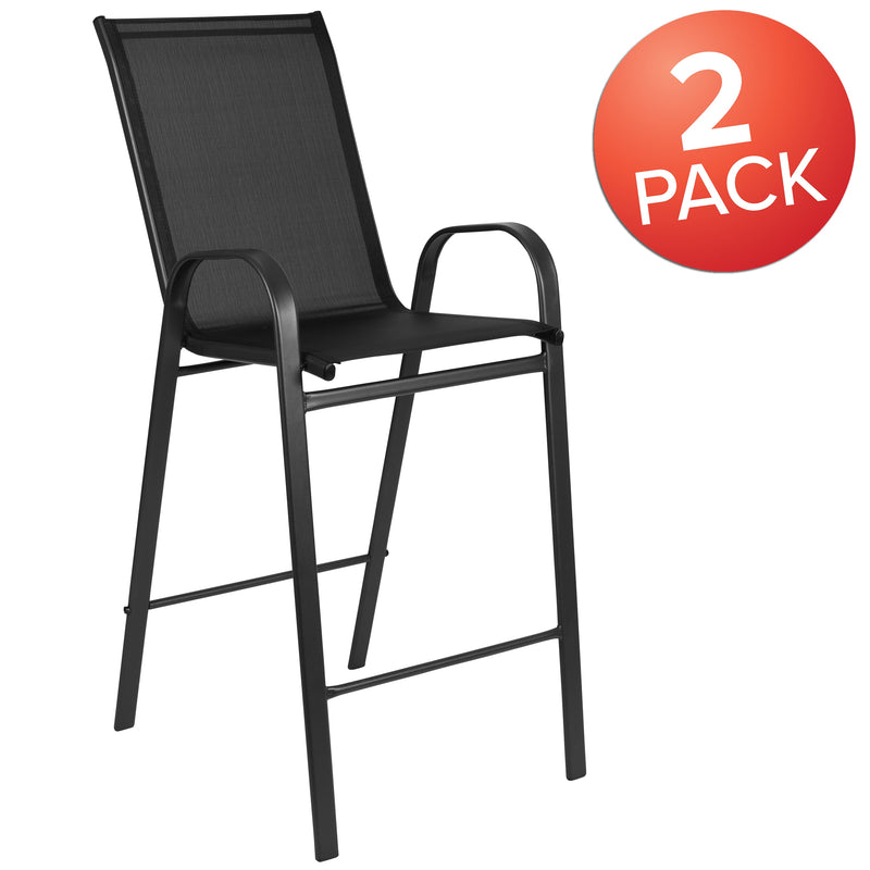 Set of 2 Manado Series Metal Bar Height Patio Chairs with Flex Comfort Material
