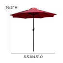 Bali 9' Round UV Resistant Outdoor Patio Umbrella With Height Lever And 33° Push Button Tilt