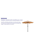 Bali 9' Round UV Resistant Outdoor Patio Umbrella With Height Lever And 33° Push Button Tilt