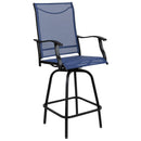 Set of 2 Brett High Back Bar Height Swivel Patio Stools with Powder Coated Metal Frames and Textilene Upholstery