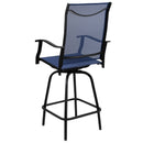 Set of 2 Brett High Back Bar Height Swivel Patio Stools with Powder Coated Metal Frames and Textilene Upholstery