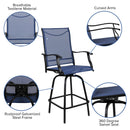Set of 2 Brett High Back Bar Height Swivel Patio Stools with Powder Coated Metal Frames and Textilene Upholstery