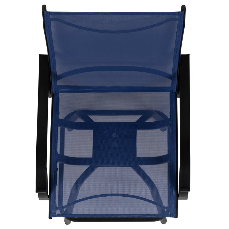 Set of 2 Brett High Back Bar Height Swivel Patio Stools with Powder Coated Metal Frames and Textilene Upholstery