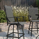 Set of 2 Brett High Back Bar Height Swivel Patio Stools with Powder Coated Metal Frames and Textilene Upholstery