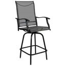 Set of 2 Brett High Back Bar Height Swivel Patio Stools with Powder Coated Metal Frames and Textilene Upholstery