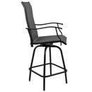 Set of 2 Brett High Back Bar Height Swivel Patio Stools with Powder Coated Metal Frames and Textilene Upholstery
