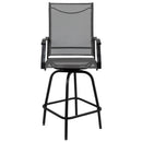 Set of 2 Brett High Back Bar Height Swivel Patio Stools with Powder Coated Metal Frames and Textilene Upholstery