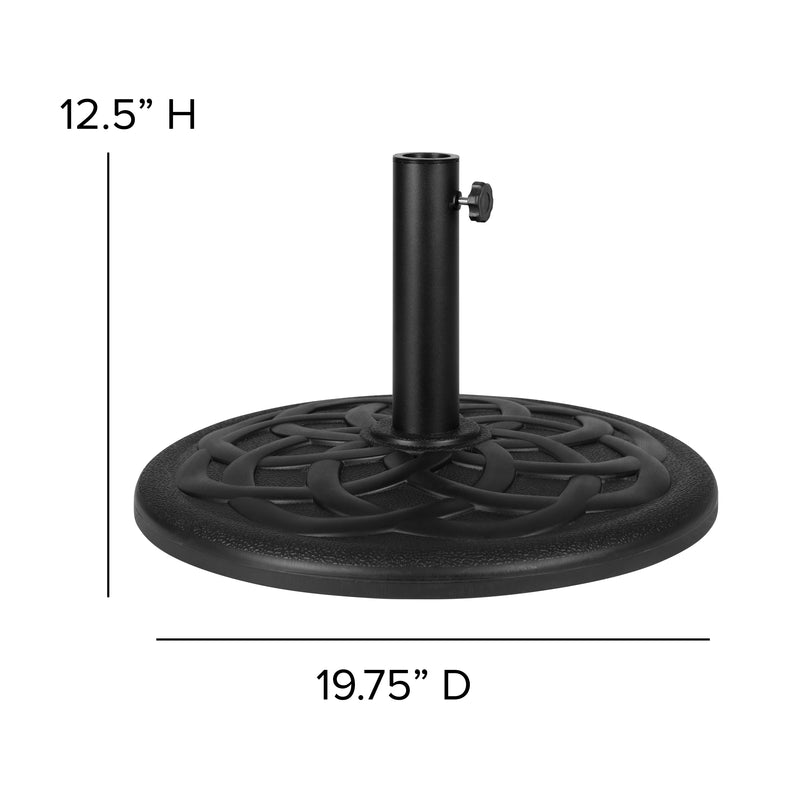 30 LB. Universal Cement Patio Umbrella Base with Black Weatherproof Polymer Coating