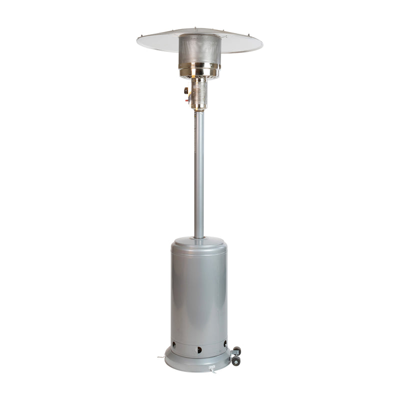 Silver Finished Stainless Steel 7.5' Tall 40,000 BTU Outdoor Propane Patio Heater with Wheels