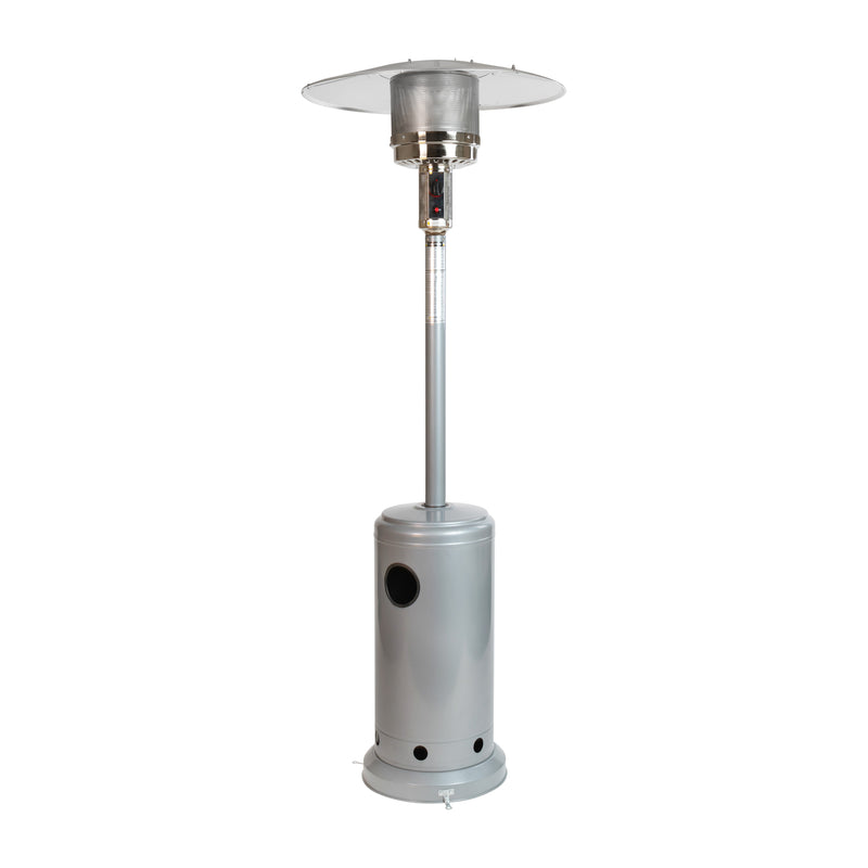 Silver Finished Stainless Steel 7.5' Tall 40,000 BTU Outdoor Propane Patio Heater with Wheels