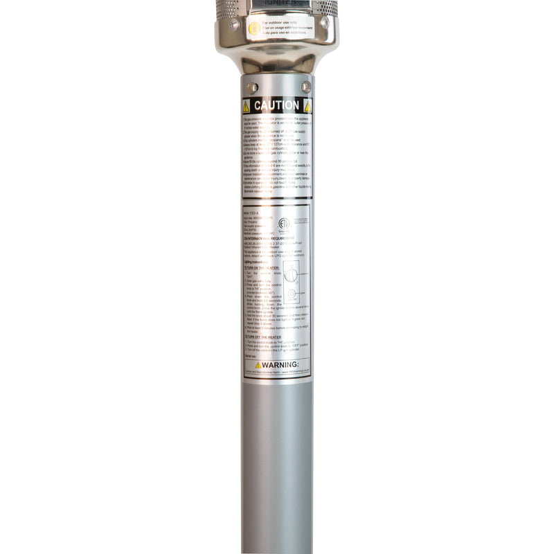 Silver Finished Stainless Steel 7.5' Tall 40,000 BTU Outdoor Propane Patio Heater with Wheels