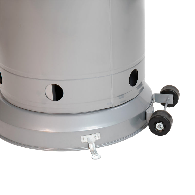 Silver Finished Stainless Steel 7.5' Tall 40,000 BTU Outdoor Propane Patio Heater with Wheels