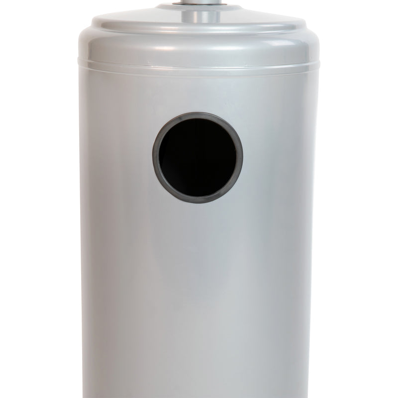 Silver Finished Stainless Steel 7.5' Tall 40,000 BTU Outdoor Propane Patio Heater with Wheels