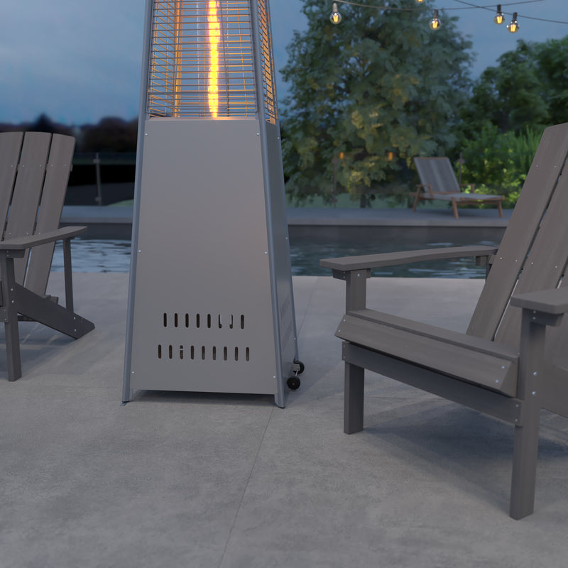 Stainless Steel Pyramid Shape Portable Outdoor Patio Heater - 7.5 Feet Tall in Silver