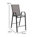 Set of 2 Manado Series Metal Bar Height Patio Chairs with Flex Comfort Material