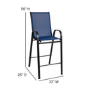 Set of 2 Manado Series Metal Bar Height Patio Chairs with Flex Comfort Material