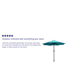 Bali 9' Round UV Resistant Outdoor Patio Umbrella With Height Lever And 33° Push Button Tilt