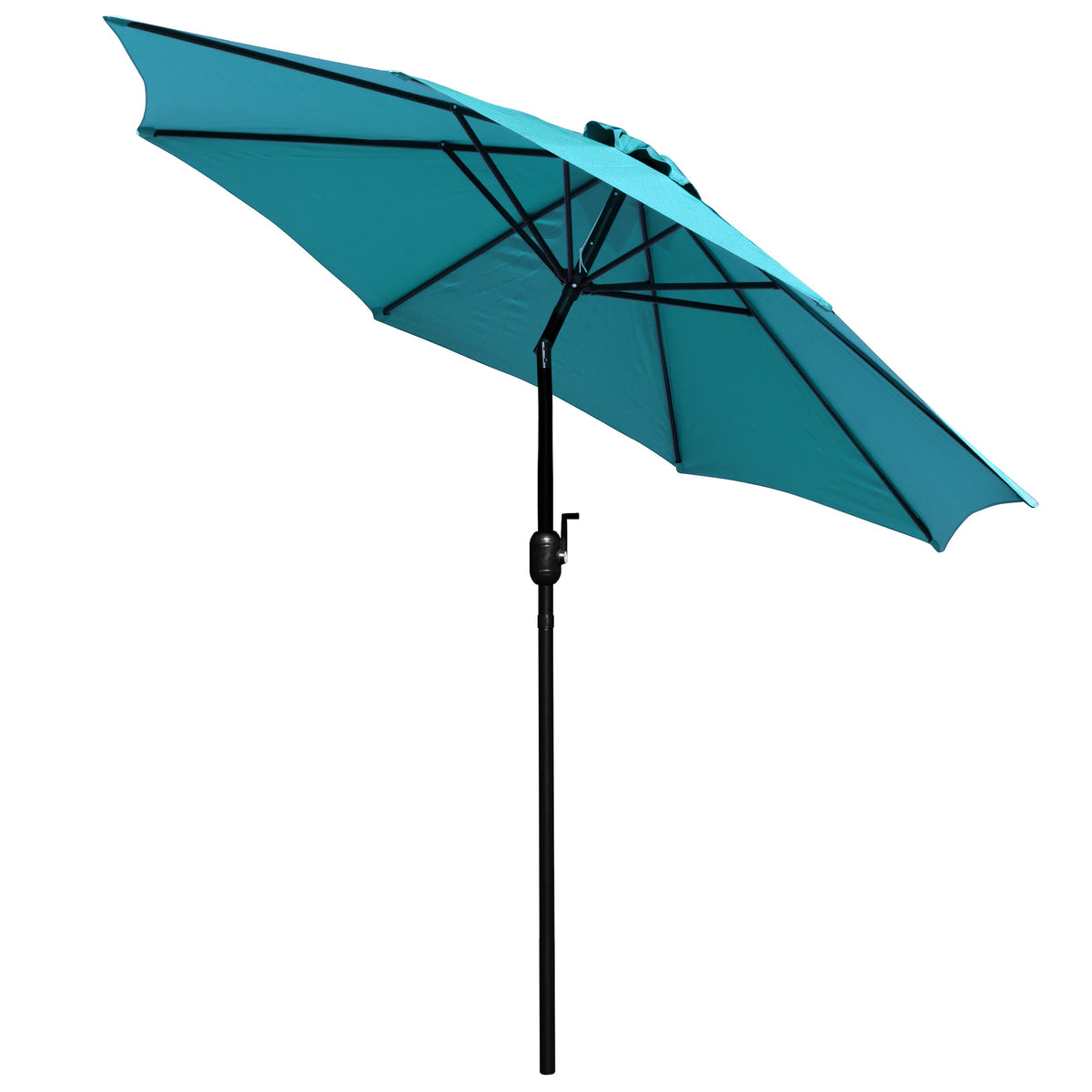 blain's patio umbrella Merrick Lane Bali Teal 9' Round UV Resistant Outdoor Patio Umbrella With Height Lever And 33° Push Button Tilt