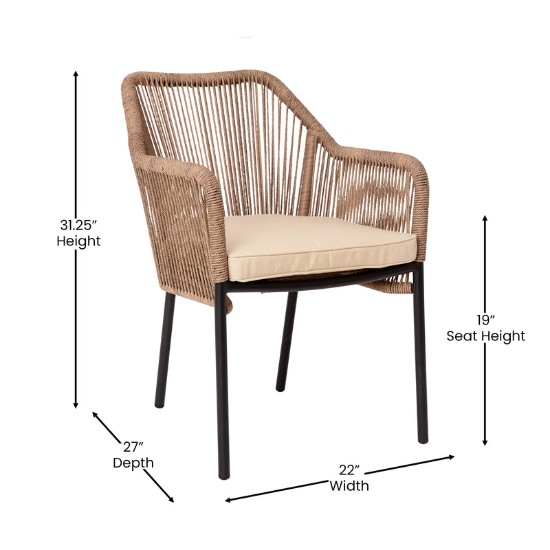 Magnolia Outdoor Furniture Sets 2 Piece Natural All-Weather Woven Patio Chairs With Ivory Cushions