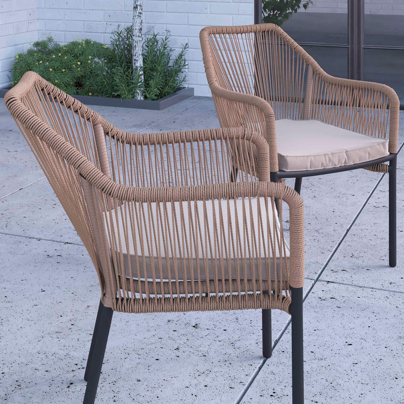 Magnolia Outdoor Furniture Sets 2 Piece Natural All-Weather Woven Patio Chairs With Ivory Cushions