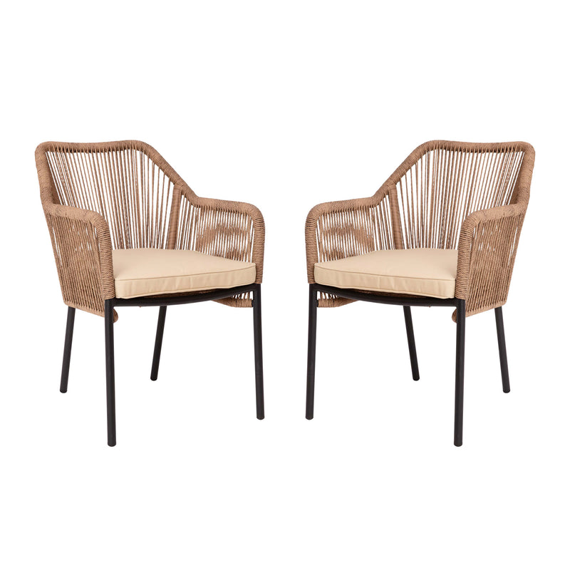 Magnolia Outdoor Furniture Sets 2 Piece Natural All-Weather Woven Patio Chairs With Ivory Cushions