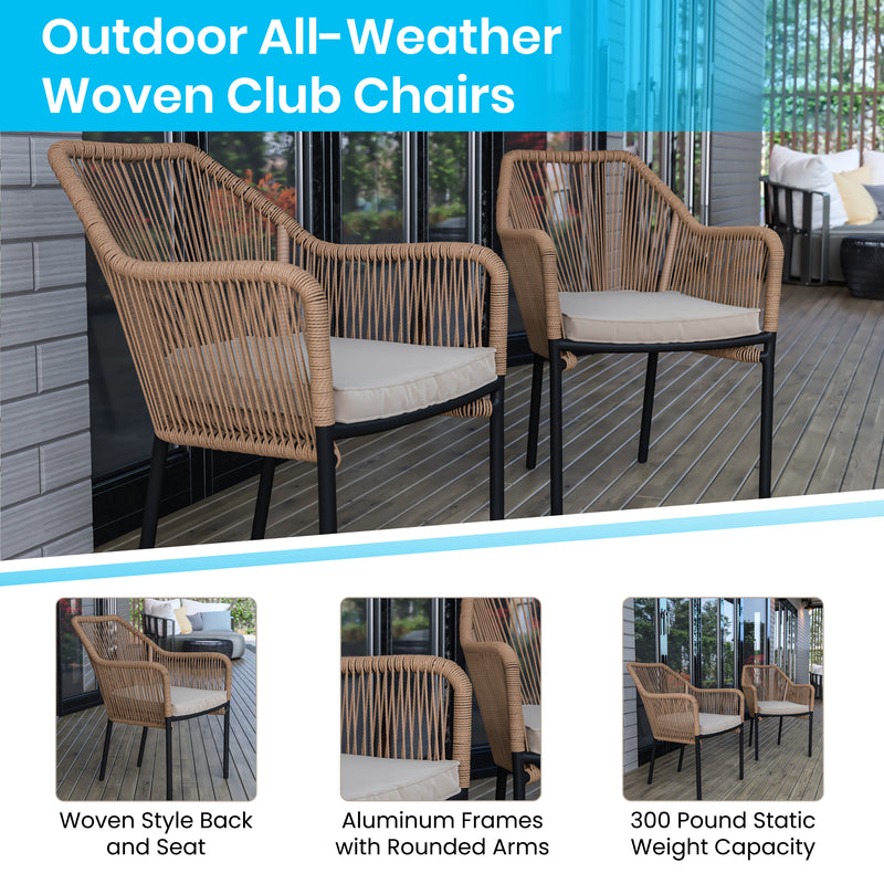 Magnolia Outdoor Furniture Sets 2 Piece Natural All-Weather Woven Patio Chairs With Ivory Cushions