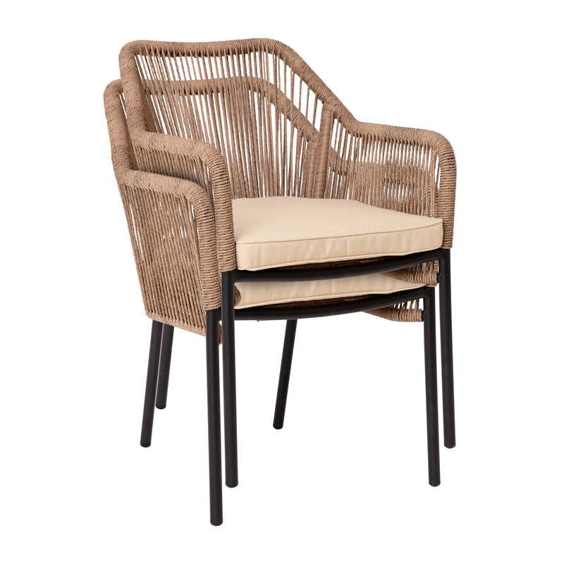 Magnolia Outdoor Furniture Sets 2 Piece Natural All-Weather Woven Patio Chairs With Ivory Cushions