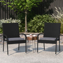 Mathias Set of 2 Indoor/Outdoor Black Wicker Patio Chairs with Powder Coated Steel Frame and Gray Padded Cushion