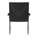 Mathias Set of 2 Indoor/Outdoor Black Wicker Patio Chairs with Powder Coated Steel Frame and Gray Padded Cushion