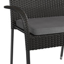 Mathias Set of 2 Indoor/Outdoor Black Wicker Patio Chairs with Powder Coated Steel Frame and Gray Padded Cushion