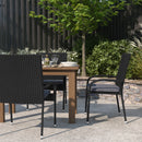 Mathias Set of 4 Indoor/Outdoor Black Wicker Patio Chairs with Powder Coated Steel Frame and Gray Padded Cushion