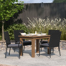 Mathias Set of 4 Indoor/Outdoor Black Wicker Patio Chairs with Powder Coated Steel Frame and Gray Padded Cushion