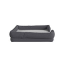 Cozy Orthopedic Joint Relief Memory Foam Bolster Dog Bed for Pets up to 44 LBS., Gray Removable, Washable Cover, Non-Slip Bottom