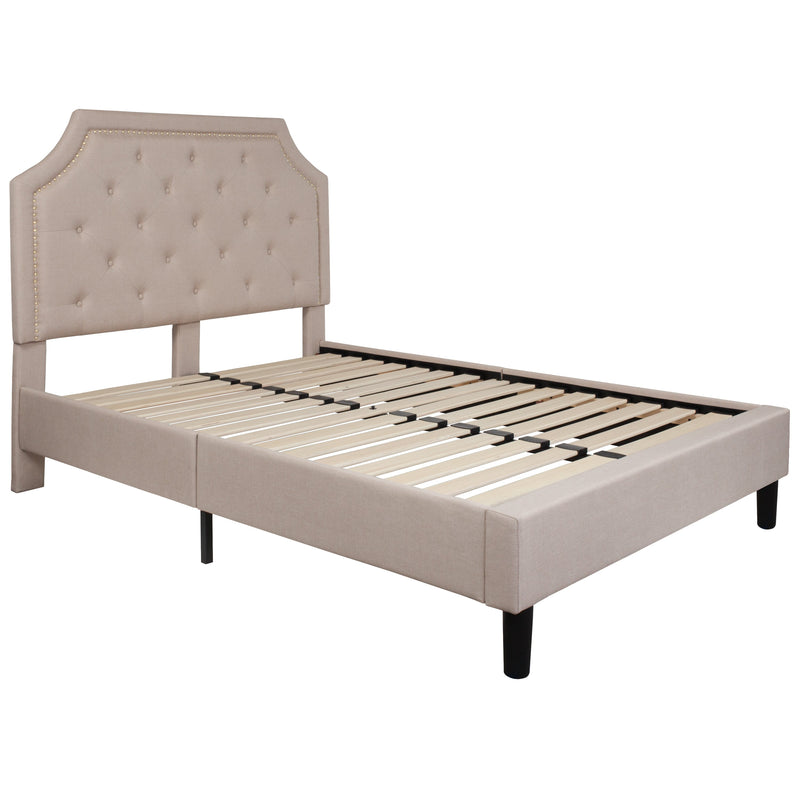 Provence Platform Bed with Slatted Support and Accent Nail Trim