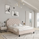 Provence Platform Bed with Slatted Support and Accent Nail Trim