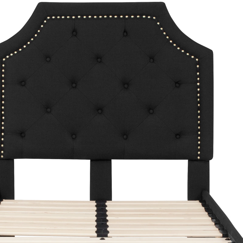 Provence Platform Bed with Slatted Support and Accent Nail Trim