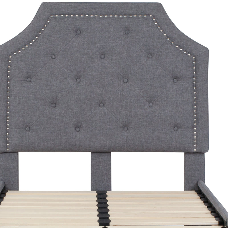 Provence Platform Bed with Slatted Support and Accent Nail Trim