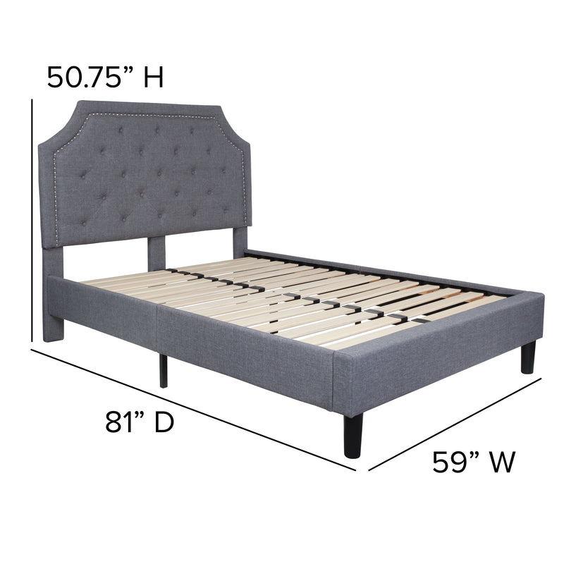 Provence Platform Bed with Slatted Support and Accent Nail Trim