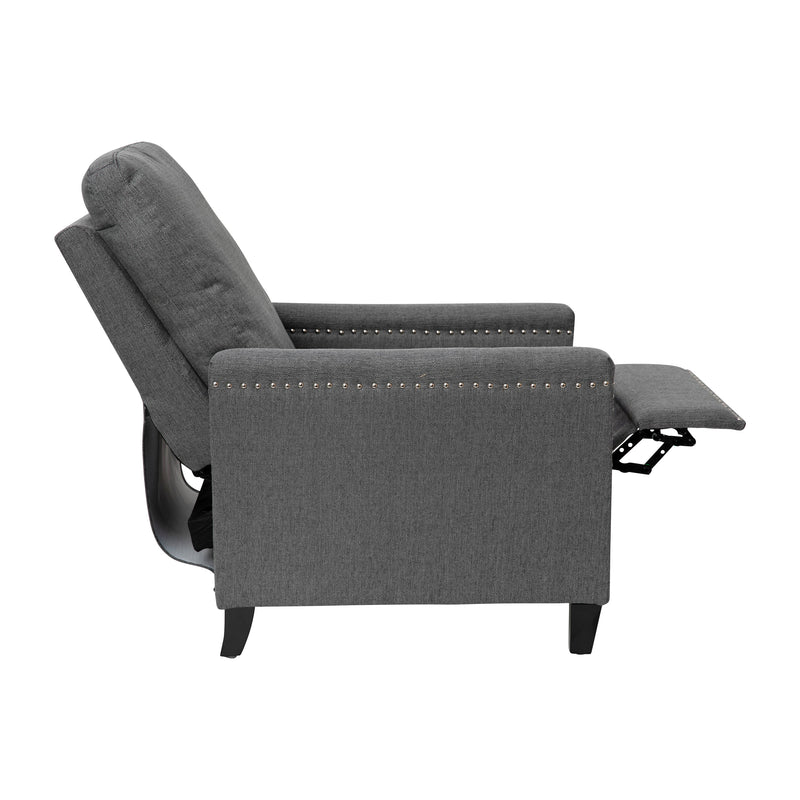 Renza Transitional Pushback Recliner with Pillow Style Back and Accent Nail Trim - Manual Recliner
