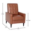 Darcy Mid-Century Modern Faux Leather Tufted Upholstery Ergonomic Push Back Living Room Recliner