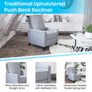 Renza Transitional Pushback Recliner with Pillow Style Back and Accent Nail Trim - Manual Recliner